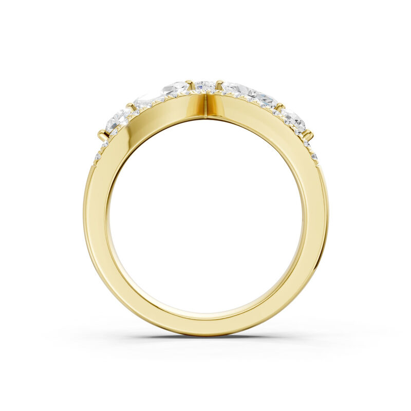 Lab Grown Diamond 3/4ctw. Marquise & Round Contour Wedding Band in 14k Yellow Gold image number null