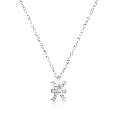 Lab Grown Diamond Pisces Constellation Pendant Necklace in Sterling Silver