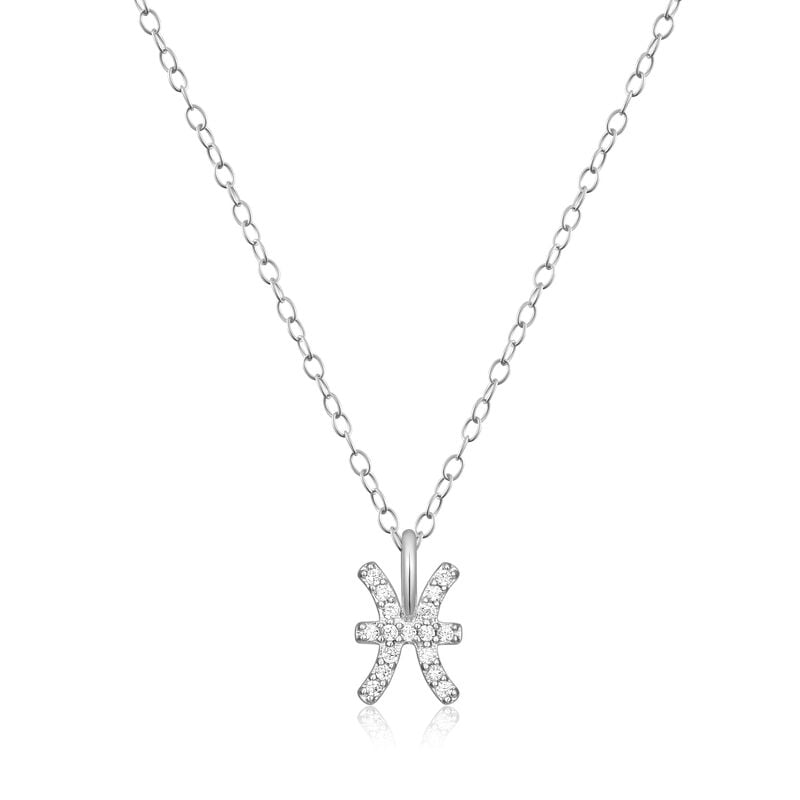 Lab Grown Diamond Pisces Constellation Pendant Necklace in Sterling Silver image number null