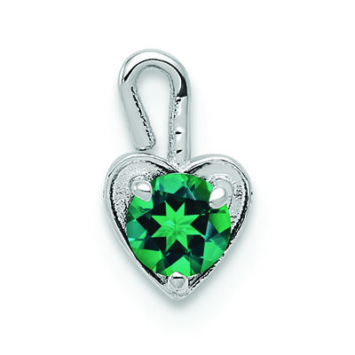 May Synthetic Birthstone Heart Charm in 14k White Gold