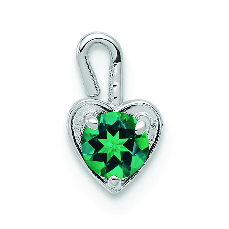May Synthetic Birthstone Heart Charm in 14k White Gold image number null