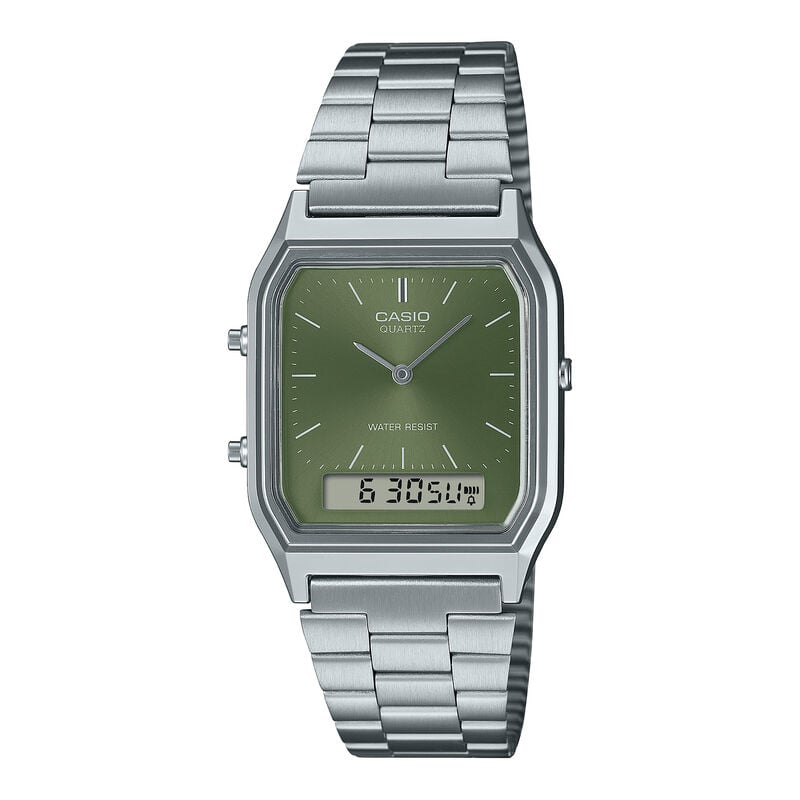 Casio Vintage Analog Digital Silver Dial AQ230 image number null