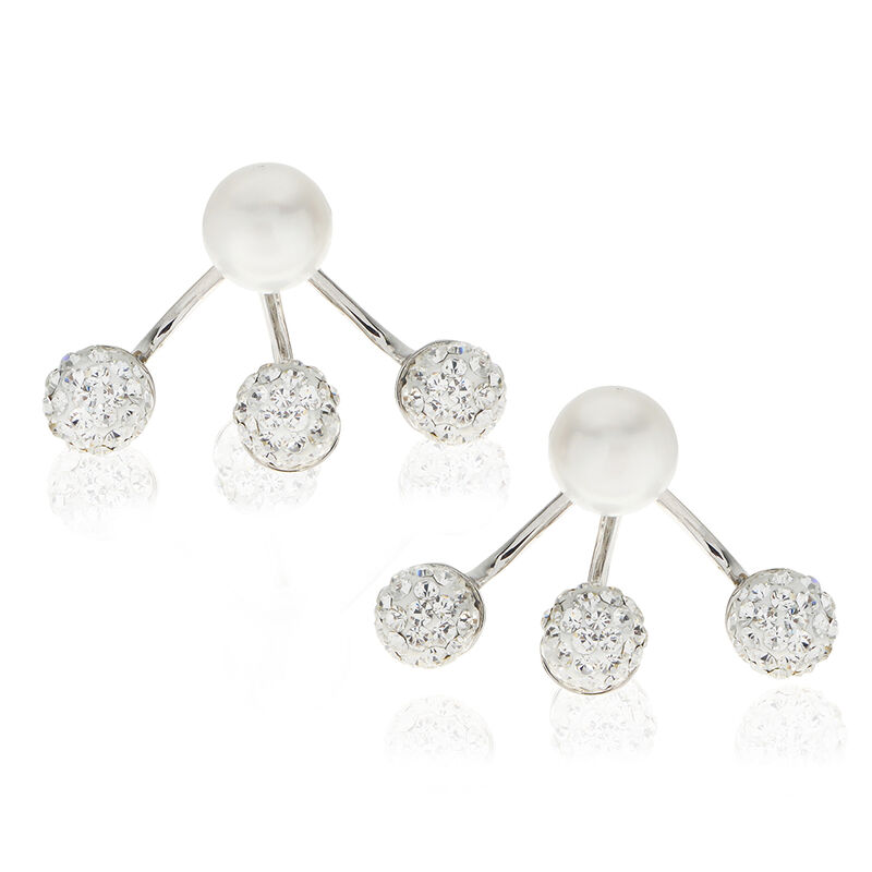 Front & Back Freshwater Pearl & Crystal Earrings image number null