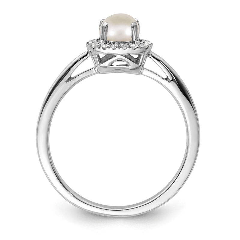Cushion-Cut Freshwater Pearl & Diamond Halo Ring in Sterling Silver image number null