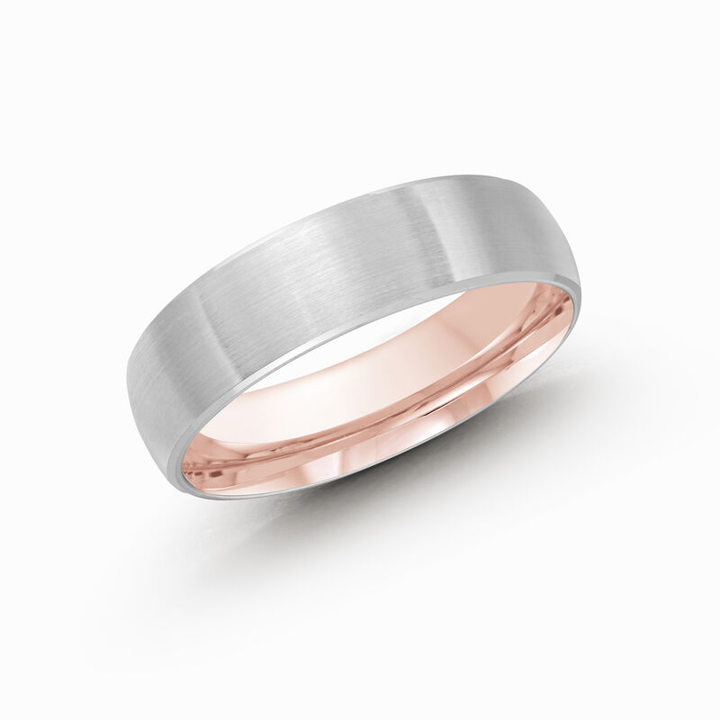 Men's Rose-In, White-Out Design 6mm Wedding Band in 10k Gold image number null