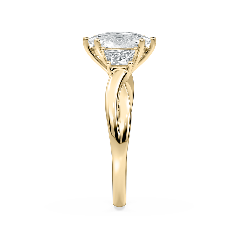 Duchess Oval Lab Grown Diamond 2 1/2ctw. Three Stone Twist Engagement Ring in 14k Yellow Gold image number null