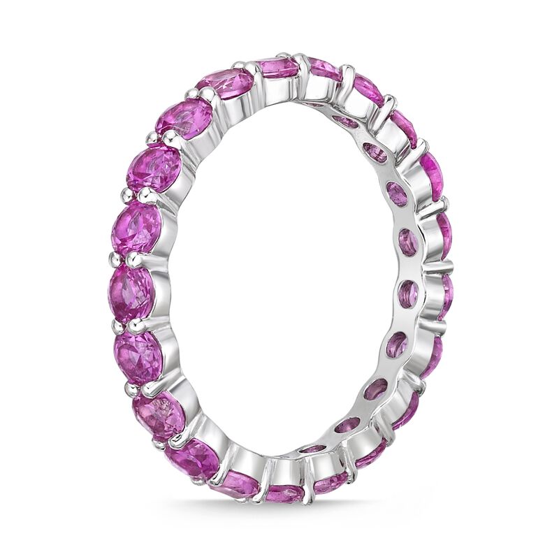 Created Pink Sapphire Eternity Band in Sterling Silver image number null