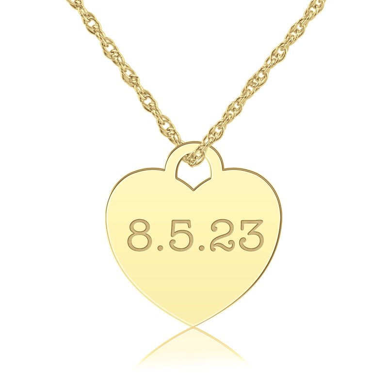 High Polished Personalized Heart Pendant in 14k Yellow Gold image number null