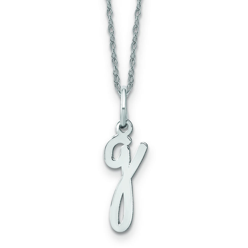Script G Initial Necklace in 14k White Gold image number null