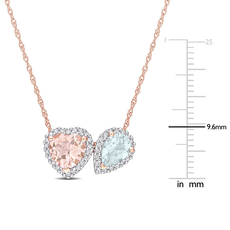 Heart-Shaped Morganite & Pear-Shaped Aquamarine Pendant in 10k Rose Gold image number null