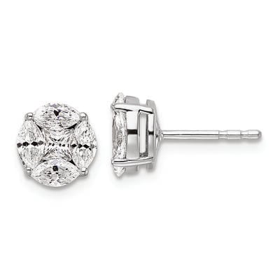 Princess & Marquise-Cut Lab Grown 1ctw. Diamond FGH VS SI Prism Earrings in 14k White Gold