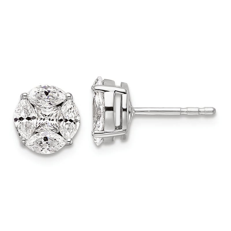 Princess & Marquise-Cut Lab Grown 1ctw. Diamond FGH VS SI Prism Earrings in 14k White Gold image number null
