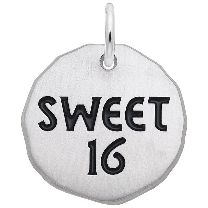 Sweet 16 Charm Tag in 14K White Gold image number null