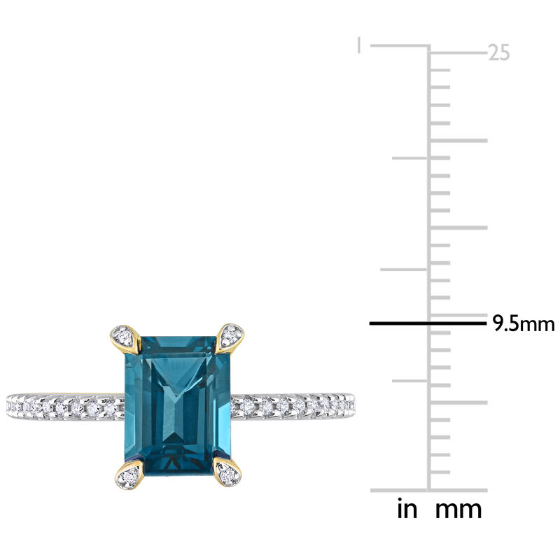 Emerald-Cut London Blue Topaz Gemstone Engagement Ring in 14k Yellow Gold image number null