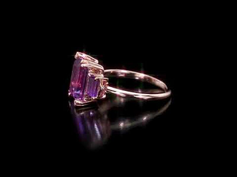 Emerald-Cut Amethyst Ring in 14k Rose Gold image number null