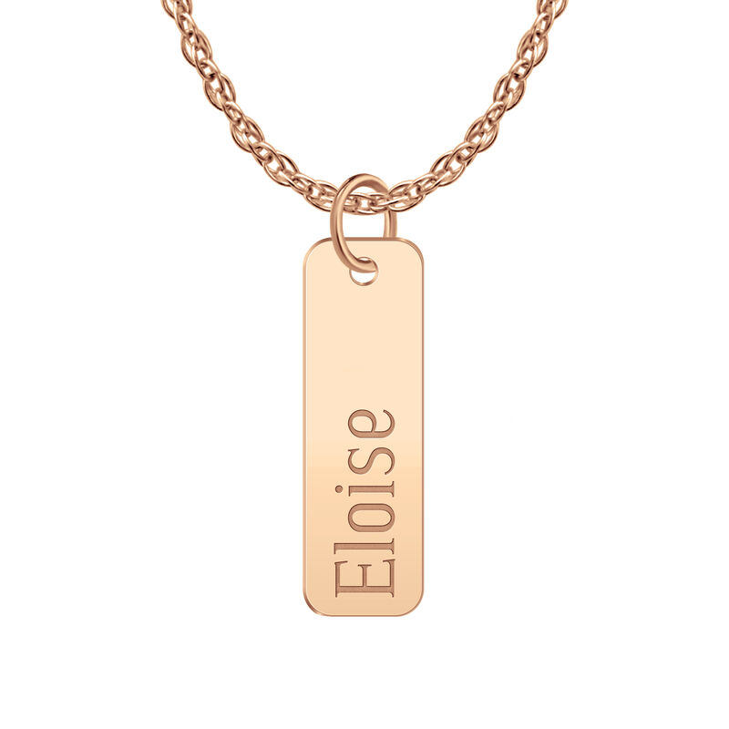High Polished Engravable Name Tag Necklace in 14k Rose Gold image number null