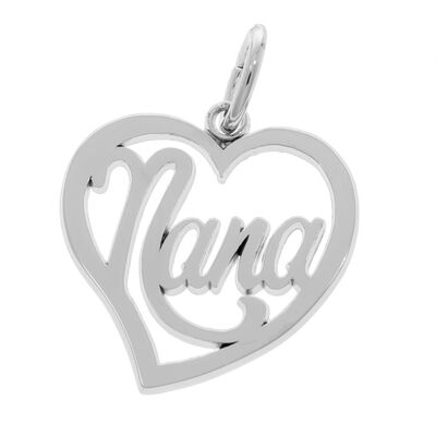 Nana Heart Charm in Sterling Silver