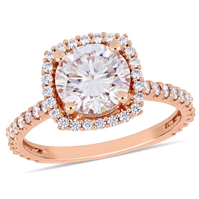 Moissanite Halo Engagement Ring in 10k Rose Gold  