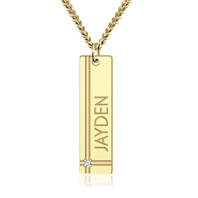 Diamond Accent Personalized Tag Pendant in 10k Yellow Gold