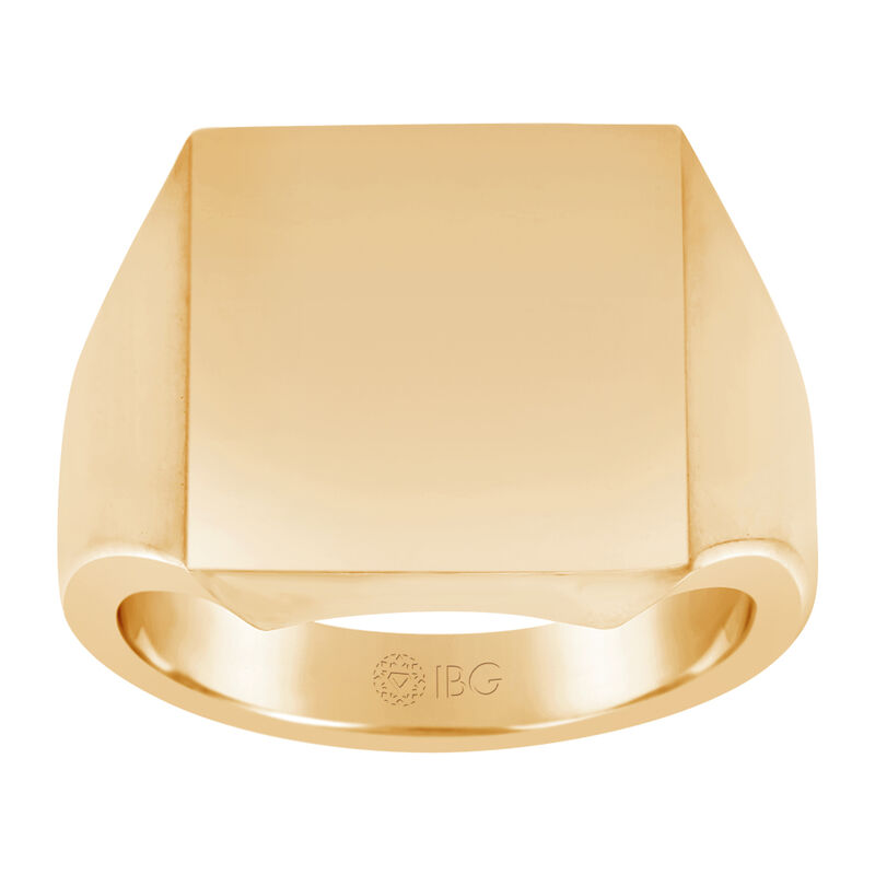 Square Satin Top Signet Ring 16x16mm in 10k Yellow Gold  image number null
