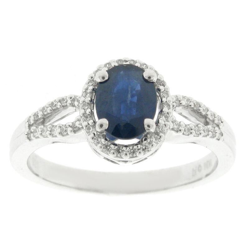 Sapphire and Diamond Ring in 10K White Gold image number null