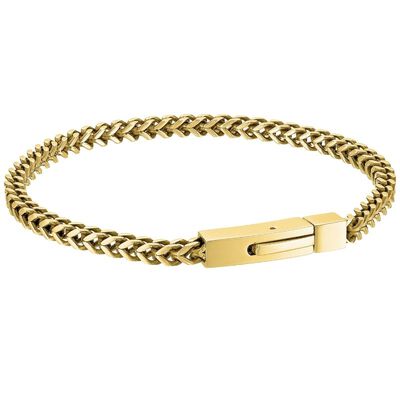Men's Stainless Steel Foxtail Gold Ion-Plate Chain Bracelet