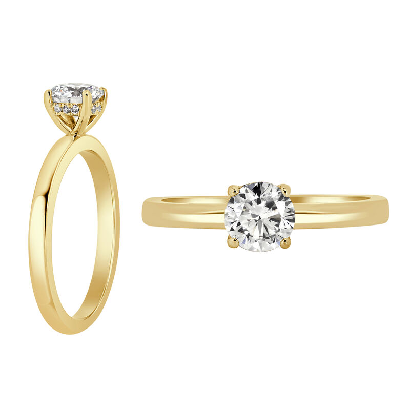 Brilliant-Cut 1ct. Hidden Halo Lab Grown EF VS Diamond Engagement Ring Setting in 14k Yellow Gold image number null