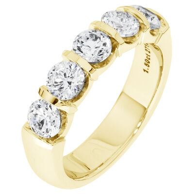 Diamond 5-Stone 1.5 ctw. Wedding Band in 14K Yellow Gold (GH, SI)
