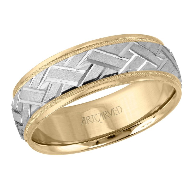 Men's Woven & 14k Two Tone Gold Wedding Ring (7mm) image number null