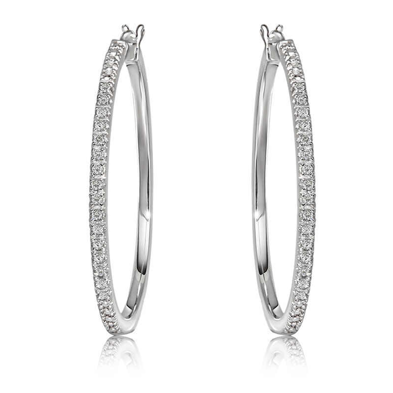 Diamond ¼ctw. Hoop Earrings in Sterling Silver image number null