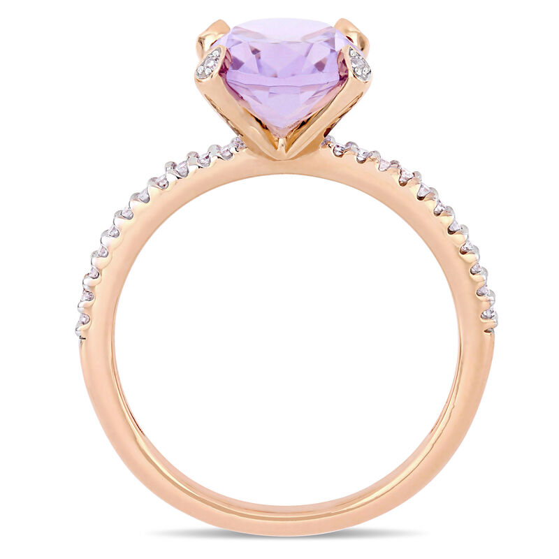 Oval Rose De France Gemstone & Diamond Engagement Ring in 10k Rose Gold image number null