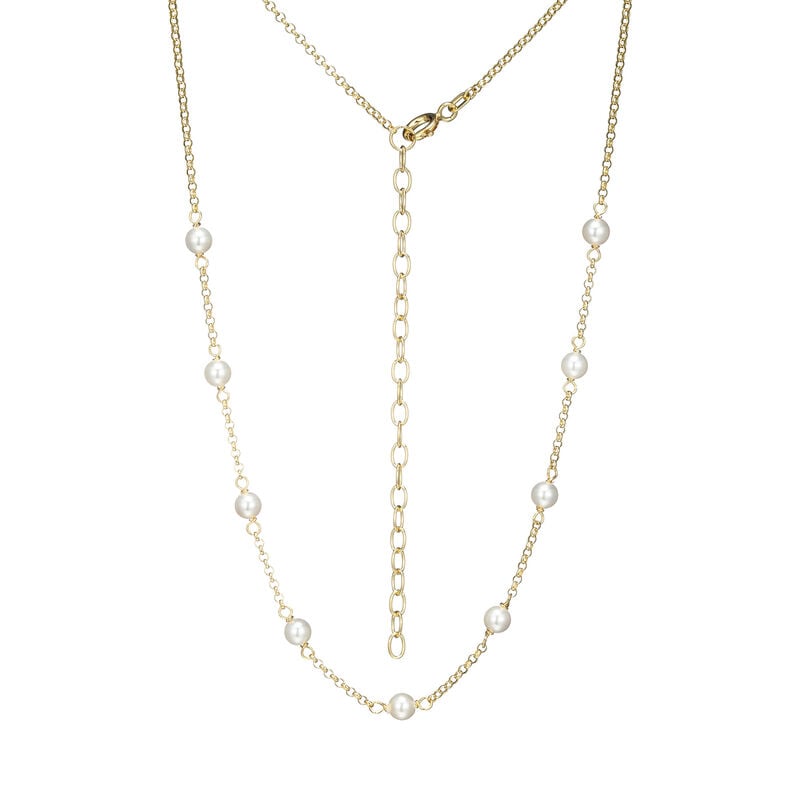 White Shell Pearl & Cubic Zirconia Necklace in Gold Plated Sterling Silver image number null