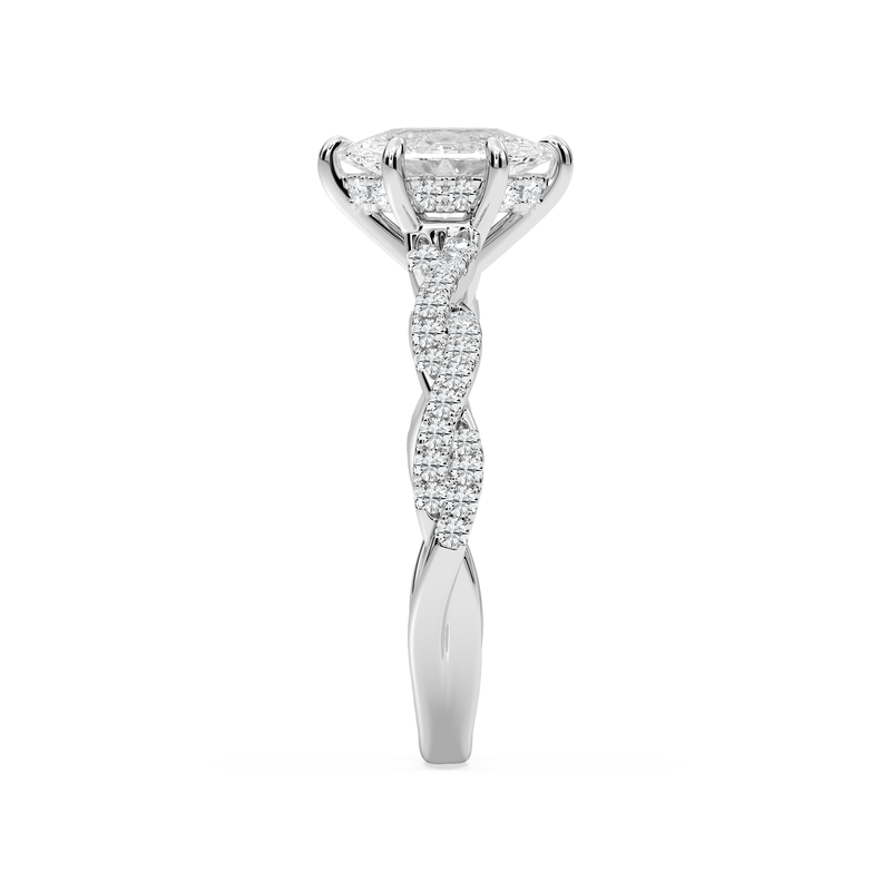 Duchess Oval Lab Grown Diamond 2ctw. Twist Engagement Ring in 14k White Gold image number null
