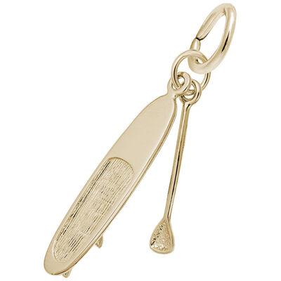 Paddle Board & Paddle Charm in Gold Plated Sterling Silver
