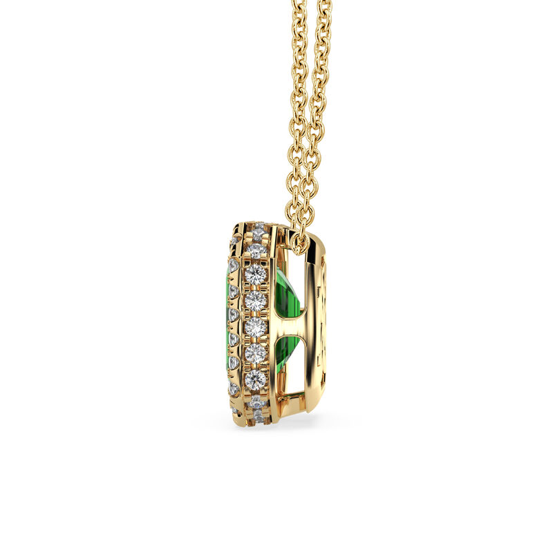 Emerald-Cut Created Emerald & Lab Grown Diamond Pendant in 14k Yellow Gold image number null