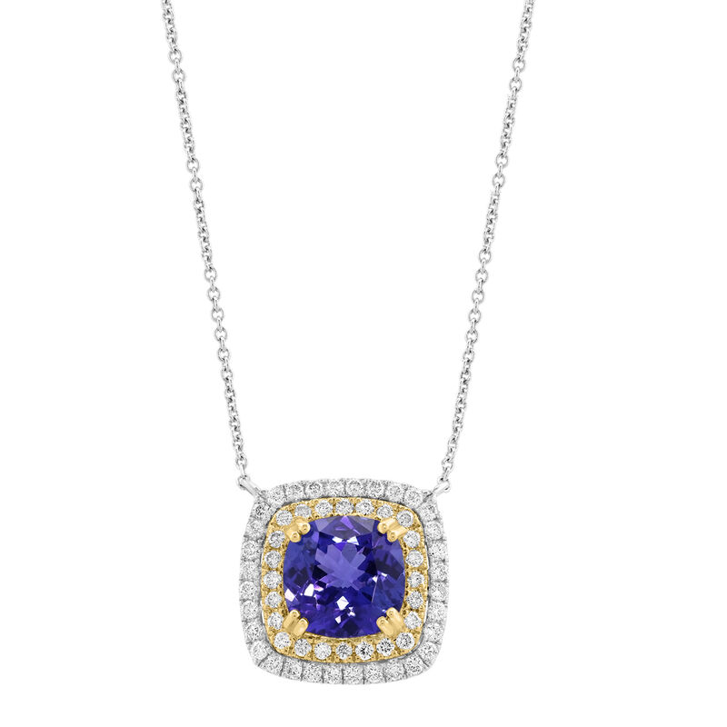 EFFY Cushion-Cut Tanzanite & Diamond Pendant in 14k White Gold image number null