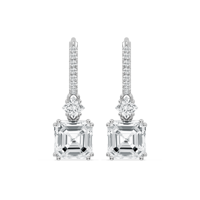 Lab Grown Diamond 3 1/3ctw. Princess Cut Dangle Earrings in 10k White Gold