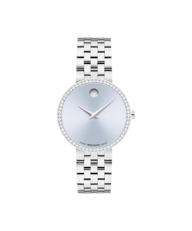 Movado Ladies' Museum Classic Ice Blue Dial Lab-Grown Diamonds Stainless Steel 30mm Watch 0608066 image number null