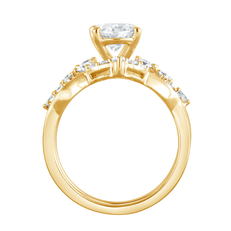 Oval Lab Grown Diamond 2ctw. Floral Bridal Set in 14k Yellow Gold image number null