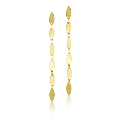 Small Marquise Link Chain Fashion Dangle Earrings in 14k Yellow Gold
