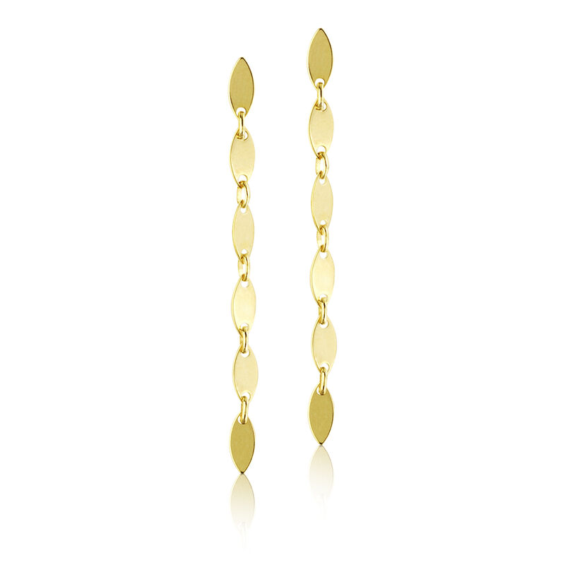 Small Marquise Link Chain Fashion Dangle Earrings in 14k Yellow Gold image number null