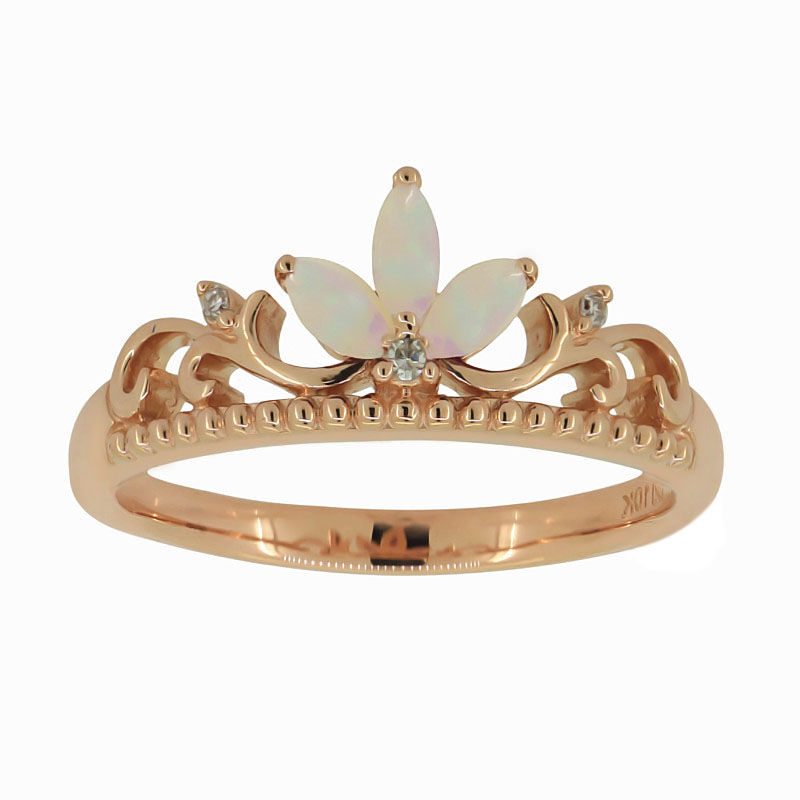 Opal & Diamond Princess Crown Tiara Ring image number null