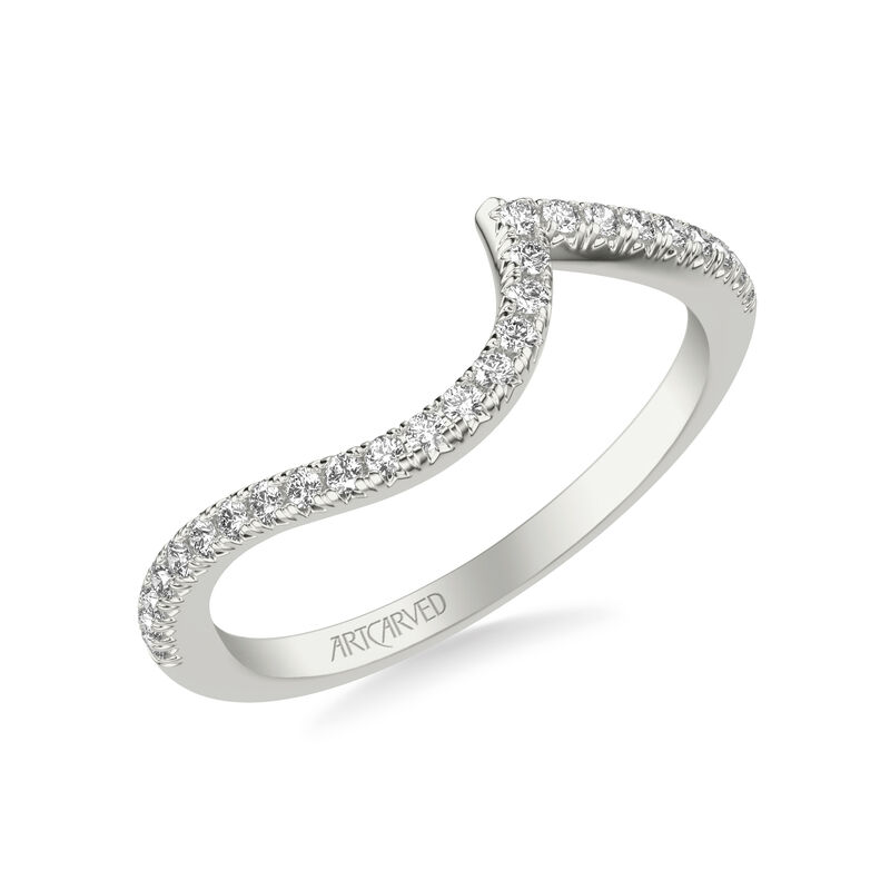 Polly. Artcarved Diamond Wedding Band in 14k White Gold image number null