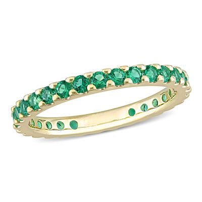 Created Emerald Eternity Band in 10k Yellow Gold