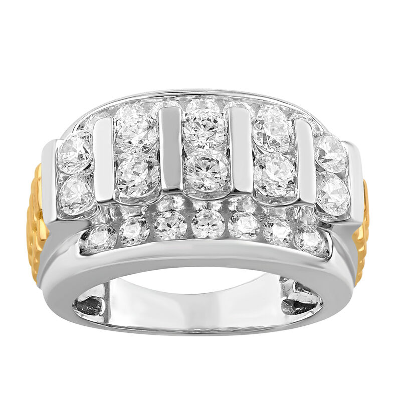 Men's Lab Grown 3ctw. Diamond Ring in 10k White & Yellow Gold image number null