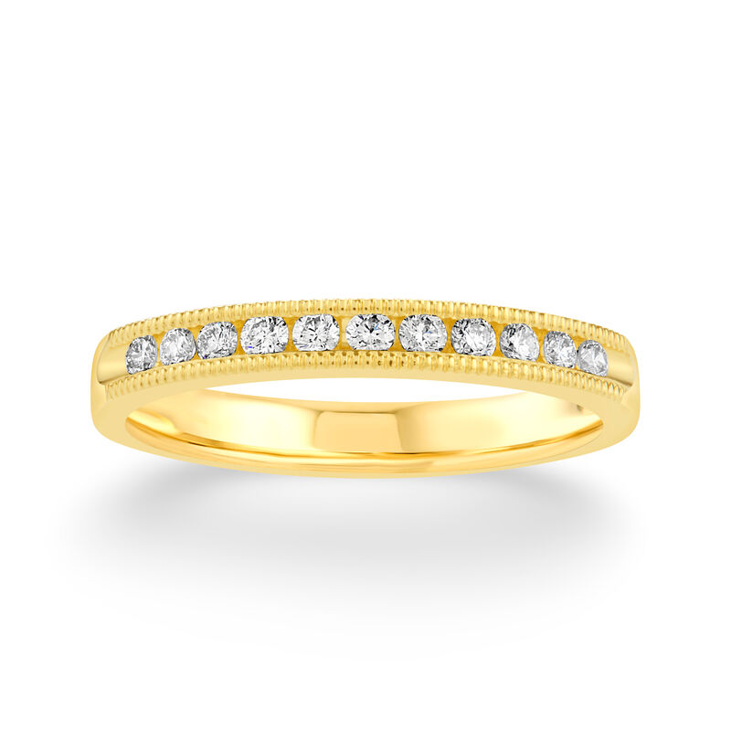Natural Diamond Milgrain Channel Anniversary Band in 14k Yellow Gold image number null