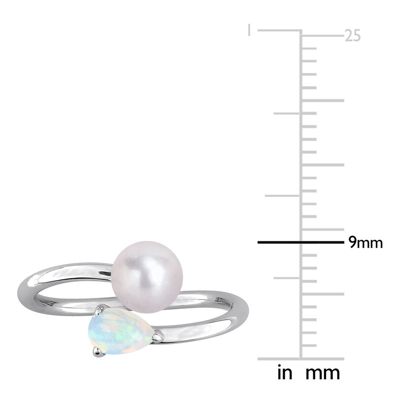 Ethiopian Opal & Freshwater Cultured Pearl Ring in Sterling Silver image number null