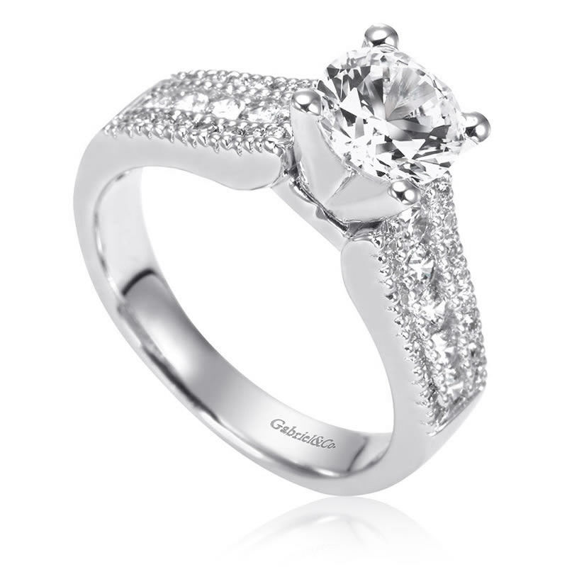 Gabriel & Co. "Channing" 14k White Gold Round Straight Semi-Mount ER3952W44JJ image number null