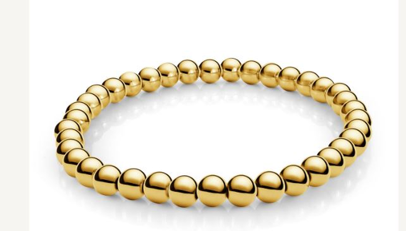 Men's 6mm Stretch Bead Bracelet in Gold IP Stainless Steel image number null