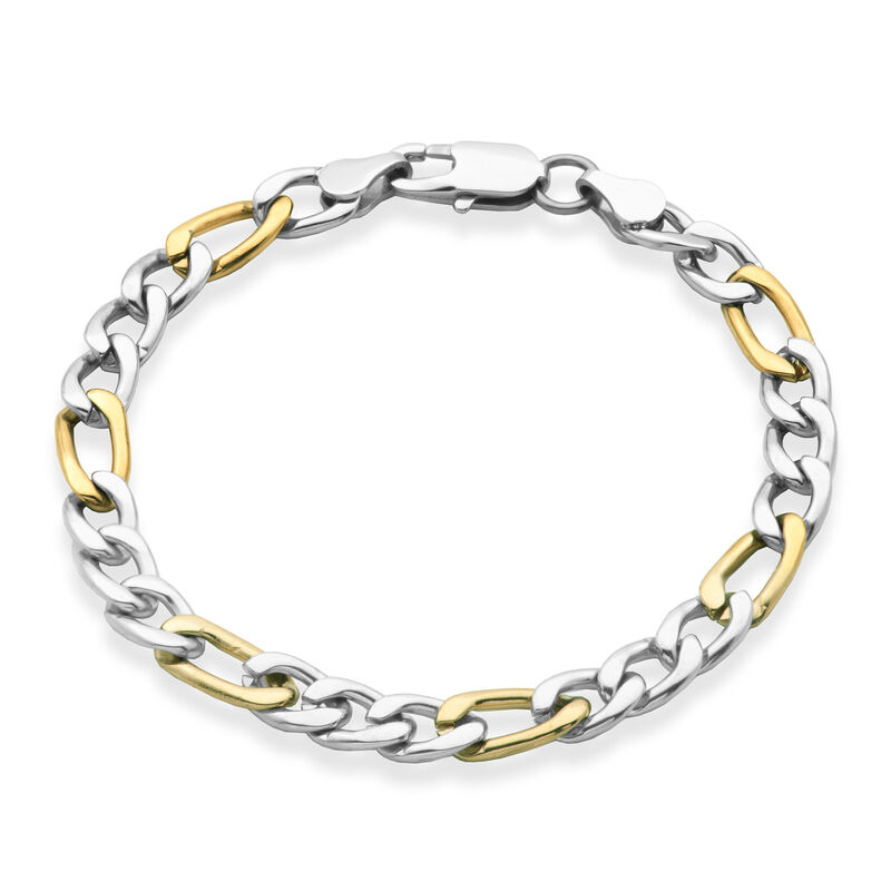 Figaro 8" Bracelet in White & Yellow Plated Stainless Steel   image number null